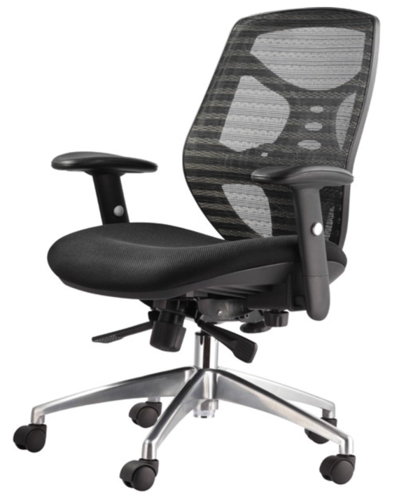 High-Back Managers Chair with Adjustable Padded Arms, Multi-Function Control, Built-in Lumbar Support and Chrome Base
