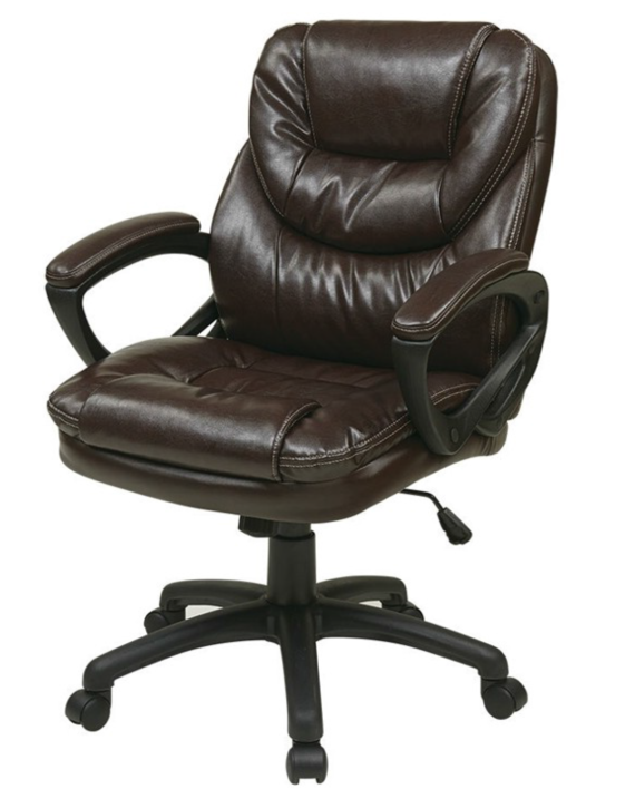 Brown Faux Leather Managers Chair with Padded Arms